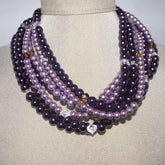 Purple / Lavender Multi Strand Glass Pearls Necklace - FashionByTeresa